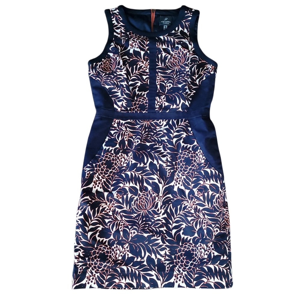 Adrianna Papell Blue Orange Sheath Dress